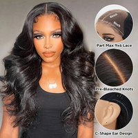 9X6 Sofort Lieferbare Klebefreie Lace Wig Eilbestellung Vorgefertigte Echthaar-Perücke mit Body Wave