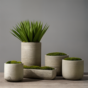 Fabricant de <span class=keywords><strong>gros</strong></span> pots de fleurs en fibre pour l'extérieur, grandes jardinières de jardin de style rustique pour balcon, patio et décoration - Product Image 2