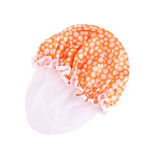 Venta al por mayor de accesorios para el cabello con logotipo personalizado, gorros de satén de doble capa de tela impermeable para niños, gorro de ducha de diseño para bebés, baño para niños - Product Image 6