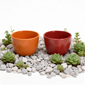 กระถางปลูกต้นไม้เซรามิกขนาดใหญ่สไตล์มินิมอลสำหรับกลางแจ้ง / ชุดอุปกรณ์เพาะชำสีเหลืองสดใส - Product Image 6