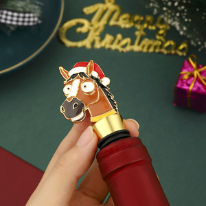 Christmas Horse Wine <b>Stopper</b> Gold And Silver Zinc Alloy Bottle Seal For Holiday Gift - Product Image 3