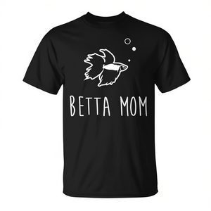 Camiseta Betta Mom de algodón negro, unisex, cuello redondo, manga corta, regalo para propietarios de mascotas, para amantes de los peces - Product Image 2