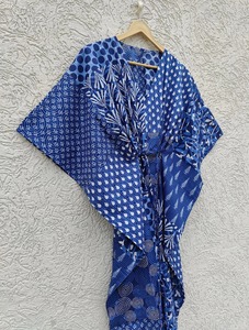 Robe caftan en coton faite à la main, robe maxi longue bohème pour femmes, robe de maternité maxi, vêtements de nuit décontractés, robe naturelle, couvre-vêtement de plage - Product Image 4