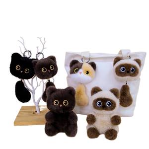 Carino gatto <span class=keywords><strong>Siamese</strong></span> peluche bambola portachiavi piccolo grigio Multi Love coda ciondolo posizione seduta ricamato PP cotone antistress - Product Image 6
