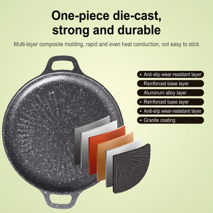 <span class=keywords><strong>Plaque</strong></span> <span class=keywords><strong>de</strong></span> barbecue coréenne portable à double poignée pour camping <span class=keywords><strong>en</strong></span> extérieur et usage domestique, idéale pour rôtir et frire les œufs - Product Image 3