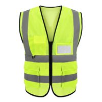 Rose Red Hi Vis Reflective Safety Vest, Multi Pocket Knitted Fabric Road Construction Waistcoat