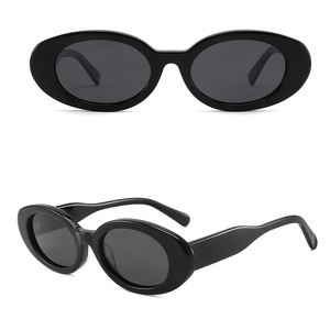 2024 <strong>Korean</strong> Oval Polarized Sunglasses Women Gentle Luxury Acetate Sun <strong>Glasses</strong> Men Small Black Frame UV400 Eyewear - Product Image 4