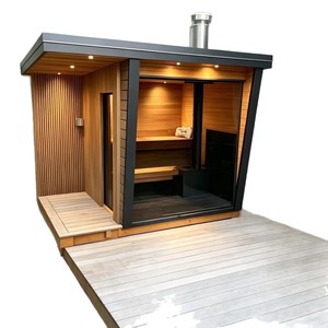 Sauna extérieur en bois de pruche, chauffage au bois 6000W, pour hôtel et usage familial - Product Image 4