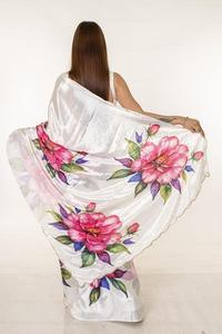 Sari en coton d'inspiration patrimoniale avec broderie ornementale dorée, robe ethnique indienne haut de gamme pour les cérémonies de mariage et les fêtes - Product Image 3