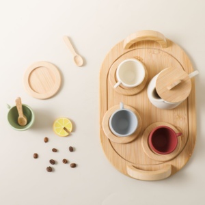 Vendita calda cucina in legno simulazione tè pomeridiano Set di giocattoli tazze in Silicone gioco genitore-figlio ruolo giochi di imitazione giocattoli per bambini bambino - Product Image 3