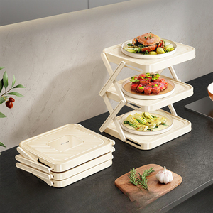 Estante plegable para preparación de alimentos en la cocina, bandeja para guarniciones, organizador multifuncional, para ingredientes de olla caliente - Product Image 2