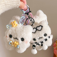 Porte-clés en peluche chat blanc mignon, pendentif de sac chaton moelleux multi-styles, porte-clés poupée en peluche pour décoration de sac à main, cadeau