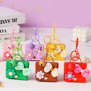 2026 New Arrival Bohemian Pu <b>Leather</b> <b>Woven</b> Mini Coin Purse Keychain Cute Bow Flower <b>Bag</b> Charm | Holiday Gift & Wedding Favor - Product Image 1