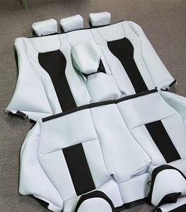 Housse de siège de voiture universelle en PVC <span class=keywords><strong>noir</strong></span> et rouge, imperméable, en cuir PU, ensemble complet pour Audi A6 C7 C6, housse de protection - Product Image 1