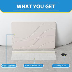 CF BDMB72 <span class=keywords><strong>Alfombra</strong></span> de baño súper absorbente de secado rápido con agua <span class=keywords><strong>Alfombra</strong></span> de <span class=keywords><strong>ducha</strong></span> <span class=keywords><strong>Alfombra</strong></span> de baño antideslizante de piedra de tierra de diatomita para Baño - Product Image 2