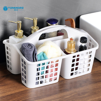 Panier de Douche Portable Blanc à 3 Compartiments, Organisateur de Salle de Bain en PP Respirant avec Poignée