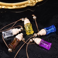 10ml vide voiture bouteille de parfum verre coloré bouteille d'huile essentielle bouchon en bois voiture parfum pendentif décoration