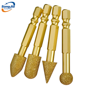 Fabricants Vente en gros Kit d'outils de meulage Tête de meulage en diamant émeri à tige en céramique brasée pour céramique verre marbre - Product Image 5