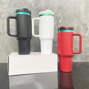 USA Double Wall Insulated 40oz Green Plated Coffee Tumbler with Handle <b>Thermal</b> Stainless Steel Travel <b>Mug</b> for Laser Engraving - Product Image 2