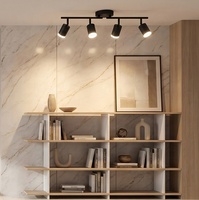 Kit d'éclairage sur rail à 6 spots LED dorés pour plafond, idéal cuisine et salon, ampoule GU10