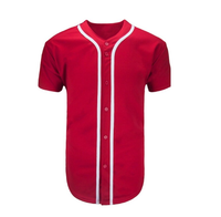 Jersey sublimasi uniseks poliester desain khusus pria, Jersey bisbol putih kosong berkancing bawah