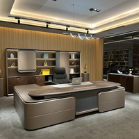 Ensemble de bureau et chaise de direction de luxe, durable, modulaire, moderne, en forme de L, en panneaux MDF, base en acier, mobilier commercial haut de gamme