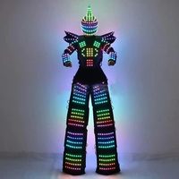 Costume de robot LED Cyberpunk Mecha, tenue de performance lumineuse pour scène et carnaval avec casque et visière à pointes