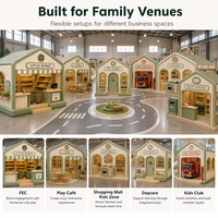 Maisonnette de jeu modulaire intérieure, type mini-marché, avec comptoir vert et fenêtres, conforme à la norme EN1176, adaptée aux centres de jeux pour enfants