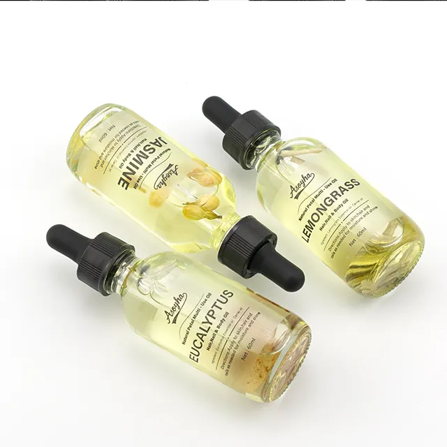 Çok kullanımlı tedavi cam şişe yüz saç banyo tırnak saf bitki çiçek Petal uçucu yağ cilt beyazlatma için