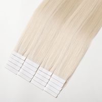 Extensions de cheveux à bandes adhésives double épaisseur de qualité supérieure, blond platine, 100% cheveux humains, extensions Remy, couleur ivoire