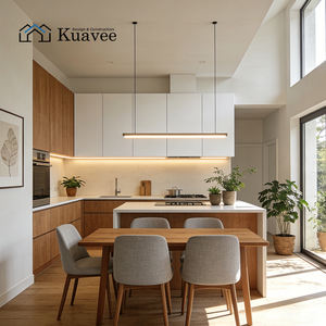 Meubles de cuisine en bois sur mesure en forme de U, prêts à assembler, de la marque KUAVEE, pour appartements et villas, conçus par des designers. - Product Image 2