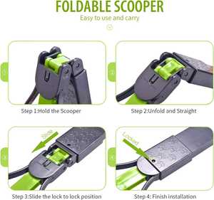 Pala para caca plegable irrompible con mango largo para desechos de perros y gatos, pala de limpieza para interiores y exteriores - Product Image 3