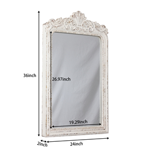 Chất lượng cao thủ công sang trọng tường treo đau khổ Trắng mộc mạc gỗ cong Khung Gương Bán buôn bằng gỗ Gương phòng tắm - Product Image 2