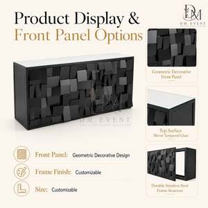 Mesa de Bar Desmontable de Lujo con Panel de Mosaico de Acero Inoxidable Negro y Cubierta de Vidrio Templado Espejado - Product Image 5