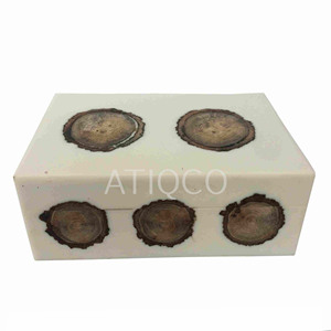 ATIQCO - Caja de Joyería de Madera MDF Cuadrada de Color Amarillo Claro, Estilo Moderno y Elegante, Diseño Rústico, Técnica Pintada, Superventas - Product Image 2