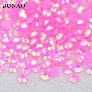 JUNAO 2ミリメートル3ミリメートル4ミリメートル5ミリメートル6ミリメートルWholesale Bulk Package Non Hot Fix Strass Flatback Crystal Stones Jelly Pink AB Resin Rhinestones