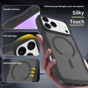 Étui de téléphone magnétique de charge sans fil en TPU+PC à la mode, forme ondulée, résistant aux chocs, sensation de peau, pour 17 Pro Max - Product Image 5