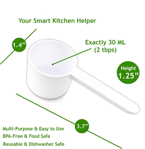 Ensemble de 6 cuillères doseuses en plastique réglables personnalisées de 1g, 2g, 3g, 5g, 10g, 25g pour poudre protéinée avec cuillère en plastique alimentaire - Product Image 3