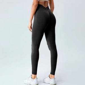 <span class=keywords><strong>Leggings</strong></span> de Cintura Alta con Efecto Push-Up y Espalda en V para Mujer, con Logotipo Personalizado, de Secado Rápido - Product Image 3