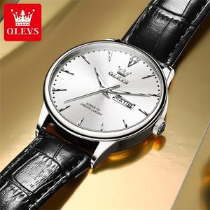 Reloj de Cuarzo para Hombre, 2933, de Lujo, con Correa de Cuero Genuino, Calendario, Clásico, Resistente al Agua, con Logotipo Personalizado OEM - Product Image 2