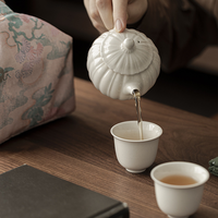 Service à thé en céramique artisanale émaillée au cendre de frêne chinois traditionnel, portable, pour voyage, style Kung Fu, avec sac de rangement