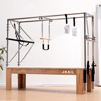 Machine de Pilates Reformer avec cadre en bois de chêne, chaise de Pilates, baril, correcteur de colonne vertébrale et ensemble lit de balançoire