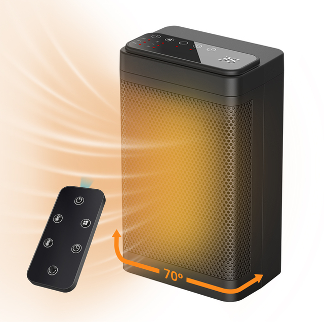 Energy Saving 1500W PTC Ceramic Space Heater Portable Electric Fan Heater Fast Heating for Home Bedroom Office