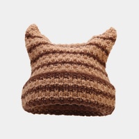 Bonnet tricoté rayé pour l'automne et l'hiver, style décontracté, doux, chaud et mignon pour femmes et filles