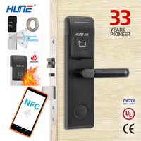 Serrure de porte d'hôtel HUNE avec carte d'accès CE EN14846 pour maison de location, anti-vol, anti-feu, compatible NFC et SDK