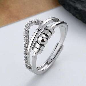 Anillo Ajustable de Doble Capa con Cuentas Giratorias de Estilo Hip Hop, Alivia la Presión y la Ansiedad, para Hombre y Mujer - Product Image 1