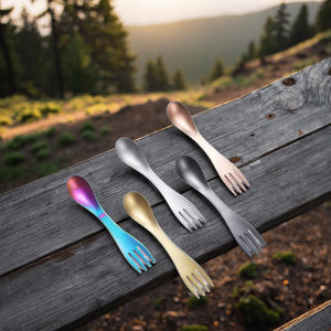 高颜值，多色哑光一体成型便携式不锈钢勺叉，耐用二合一餐具 - Product Image 5