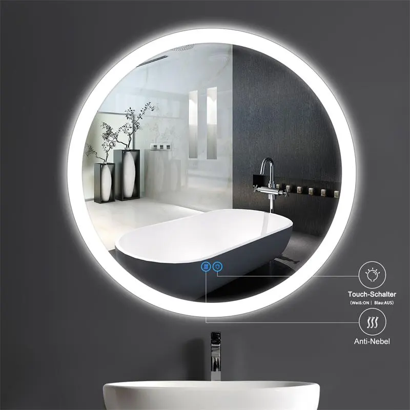 2023 New arrived led mirror vanity bathroom round black wall mounted folding led bathroom makeup mirror