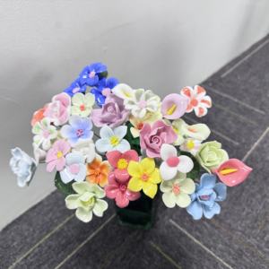 <span class=keywords><strong>Mini</strong></span> jardin en céramique fait main avec des fleurs mélangées, décoration d'intérieur, cadeau pour la Saint-Valentin, fête des mères, imperméable, réaliste, classique, long - Product Image 2