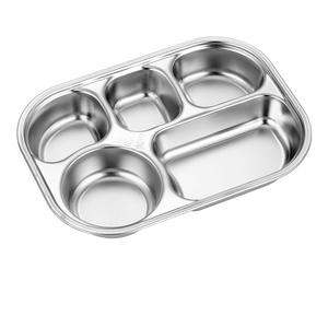 Plateau repas divisé en acier inoxydable, écologique, 5 sections, empilable, avec couvercle facile à nettoyer, pour étudiants et adultes - Product Image 6